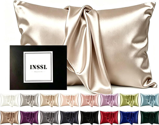 INSSL Silk Pillowcase for Women, Mulberry Silk Pillowcase for Hair and Skin and Stay Comfortable and Breathable During Sleep (Standard, Coral) - Taupe King