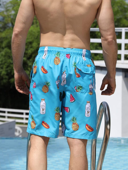 Maeau Men Swim Beach Shorts Quick Dry Swimming Trunks Drawstring Surfing Board Shorts