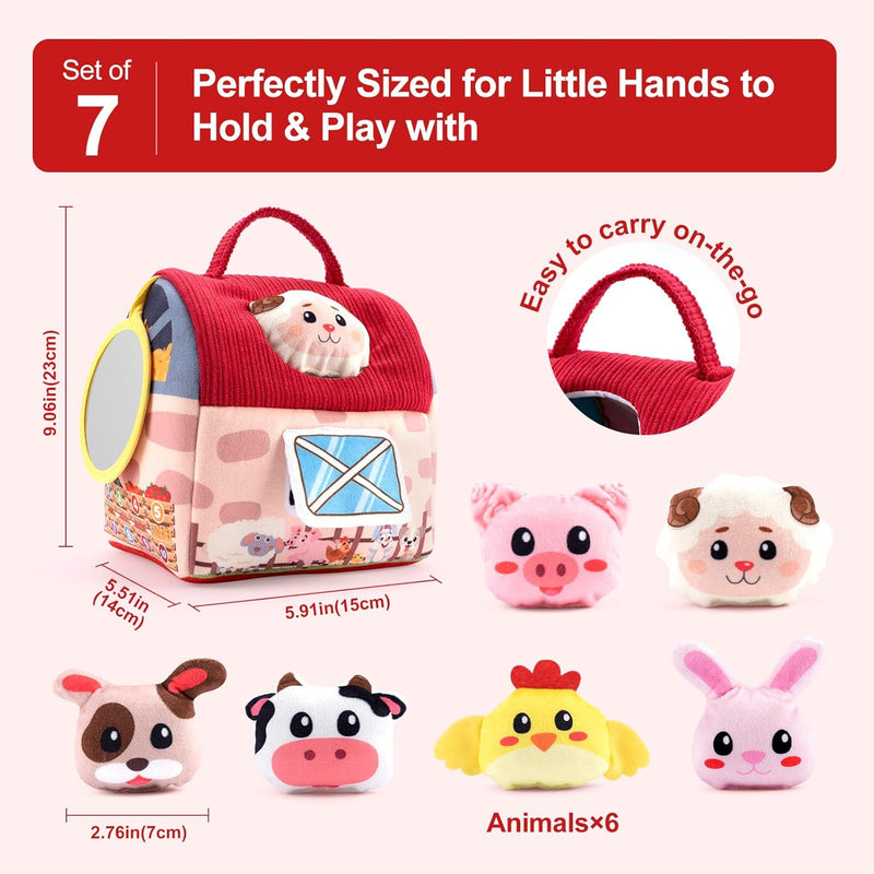 Coolplay Soft Baby Toys 6-12 Months Barn with Stuffed Farm Animals, Montessori Toys for Babies, Sensory Toys for Toddler 1-3