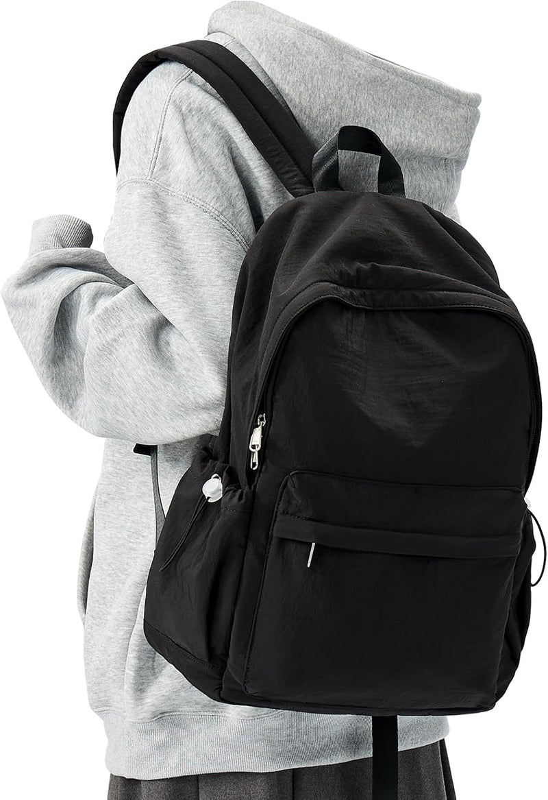 WEPOET Backpack For Women Men Waterproof College Backpack Small Travel Laptop Backpack Lightweight Gym Backpack - Black