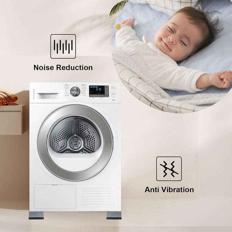 Anti Vibration Pads for Washing Machine,Shock and Noise Cancelling Washer Dryer Support Feet Mat, Washing Machine Stabilizer Anti Slip Stops Moving Protect The Floor (4pcs Square)