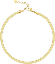 14K Gold Plated Dainty Choker Necklace for Women Girls Snake Chain, Cuban Link, Paperclip, Ball Beaded Chain, Natural Freshwater Pearl Necklace Fashion Jewelry for Gift - Gold Snake Chain - 5mm - 18"