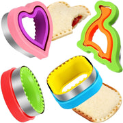 HINZER Sandwich Cutter and Sealer Set 4 Pcs Bread Decruster Sandwich Cutter Pancake Maker Heart Square Circle Dinosaur Shape DIY Cookie Cutters Gift for Kids Adult Boys Girls - 4 Pcs