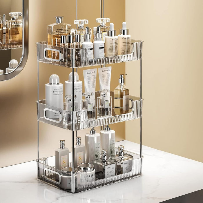 U-HOOME Bathroom Counter Organizer, Countertop Organizer and Storage,Bathroom Shelf Organizer,Cosmetics Skincare Shelf Organizer,Makeup Organizer Perfume for Dresser Vanity Tray, Spice Rack (Clean3)