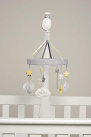 Mamas & Papas Welcome To The World Musical Cot/Cotbed Mobile, Soothing Lullaby Music, Cloud and Star Design, White