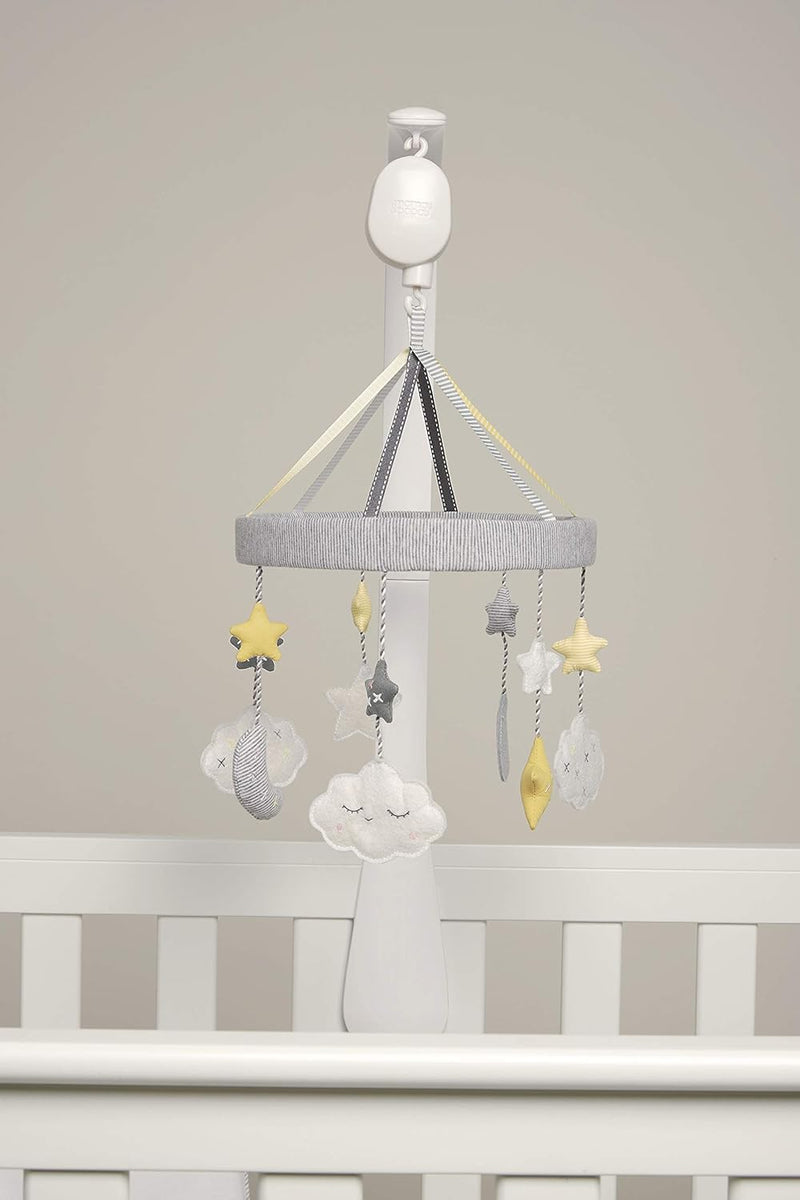 Mamas & Papas Welcome To The World Musical Cot/Cotbed Mobile, Soothing Lullaby Music, Cloud and Star Design, White