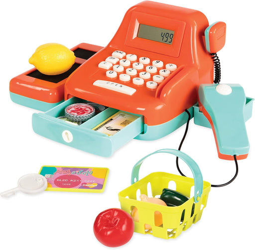 Battat Pretend Play Register Calculating Cash Register Kids Grocery Accessories Scanner & Sounds 3 Years + Cash Register - 26 Pcs