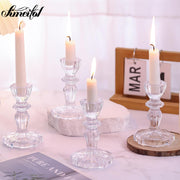 Simeitol Glass Candlestick Holders Bulk, 6PCS Crystal Taper Candle Holders Set, Gold Tall Candle Stick Holder Stand for DIY, Festival, Party, Table Decor
