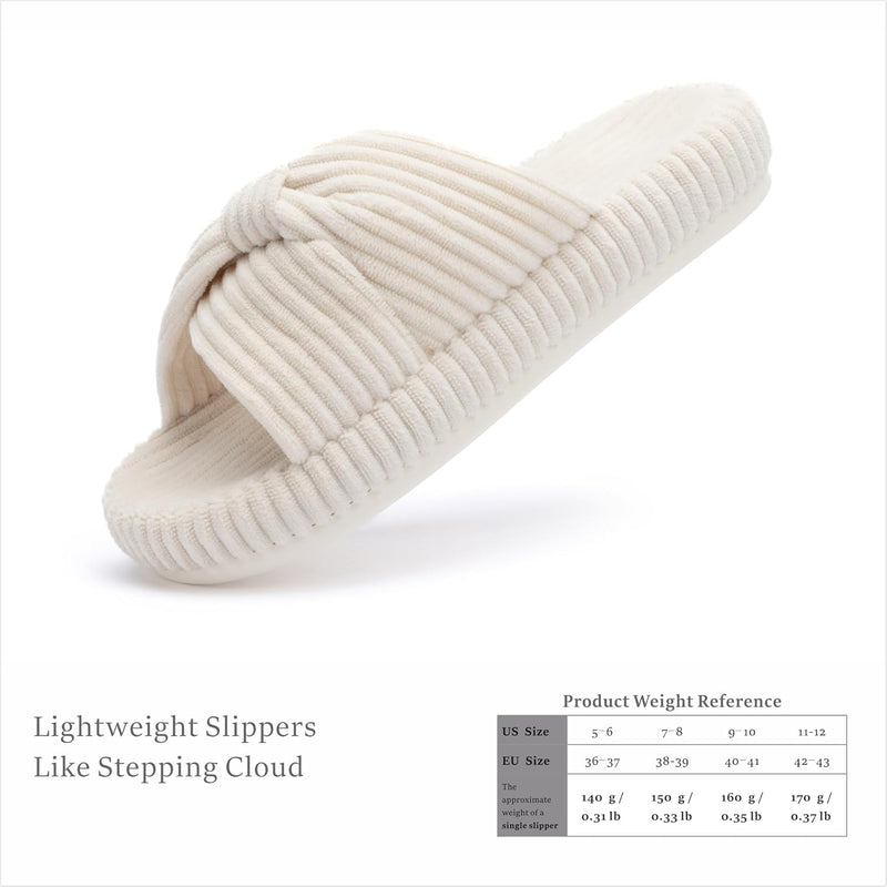 Chantomoo Slippers for Women Memory Foam House Bedroom Corduroy Bow Crossbands Slide Slipper Shoes Comfy Trendy Gift Slippers