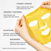 Vitamin C Booster Sheet Mask, Hydrating Face Mask with Glutathione & Niacinamide, Supports Even-Looking Skin Tone & Smooth Texture, 5 Sheets