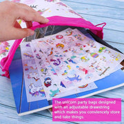 12-Pack Unicorn Drawstring Party Bags Prime Styles - Reusable Waterproof Favor Bags for Birthday Party Favors, Baby Showers & Gifts - 13.4" x 11"