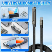 2 in 1 Invisible Stand Charger Cable, 240W Fast Charging Cable for Built-in Phone, 2M Braided Type C Cable with Foldable Stand for Smartphones/Tablets2M Long