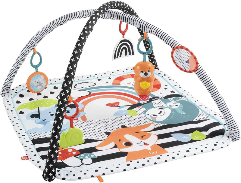 Fisher-Price Baby Playmat Simply Senses Newborn Gym with Mobile & Sensory Activity Toys for Developmental Play Ages 0+ Months, HRB15