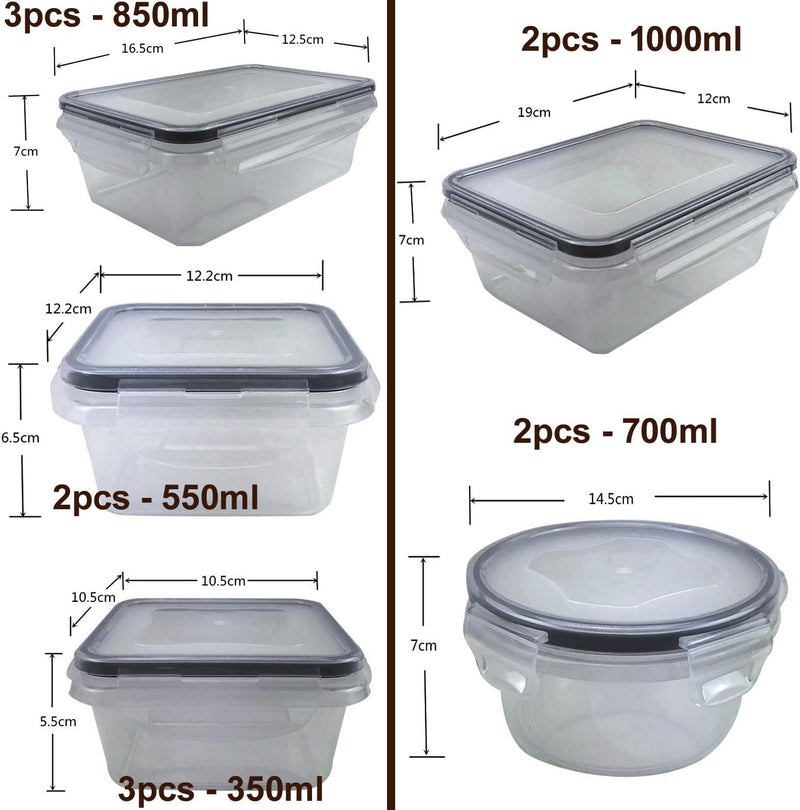 PREMIFY Airtight Meal Prep Container Set with Locking Lids & Labels, 12pcs Re-usable Plastic Food Storage Containers, Stackable Kitchen Organizer Boxes, BPA Free & Microwave Freezer Dishwasher Safe