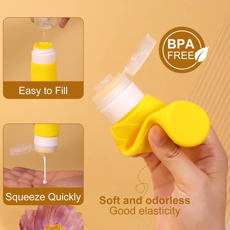 3.3oz TSA Approved Travel Bottles - Leakproof Toiletry Containers Set, BPA Free Squeeze Bottles for Shampoo, Lotion & Cosmetics (Macaron Colors, 6 Pack)