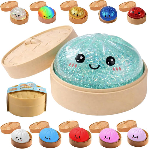 SLEEPHEADBig Dumpling Squishy ToyStress Relief Ball - Sparkle Filled Sensory Squeeze Tool,Cute Adorable Soft Silicone Squeeze Toy