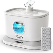 SAWA Cat Water Fountain Stainless Steel, 3.2L/108oz Cats Fountain for Drinking, Pet Water Fountain for Cats Indoor, Automatic cat Water Dispenser with 2 Flow Modes, kitty Spout fountain for Cats Dogs - Wireless Premium White Cordless