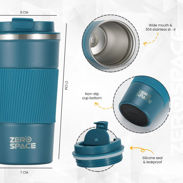 ZeroSpace Travel Coffee Mug, Stainless Steel Coffee Tumbler, Double Wall Vacuum Hot and Cold Insulated Coffee Mug for Home Travel Office Outdoor Works (Black - 500ml)
