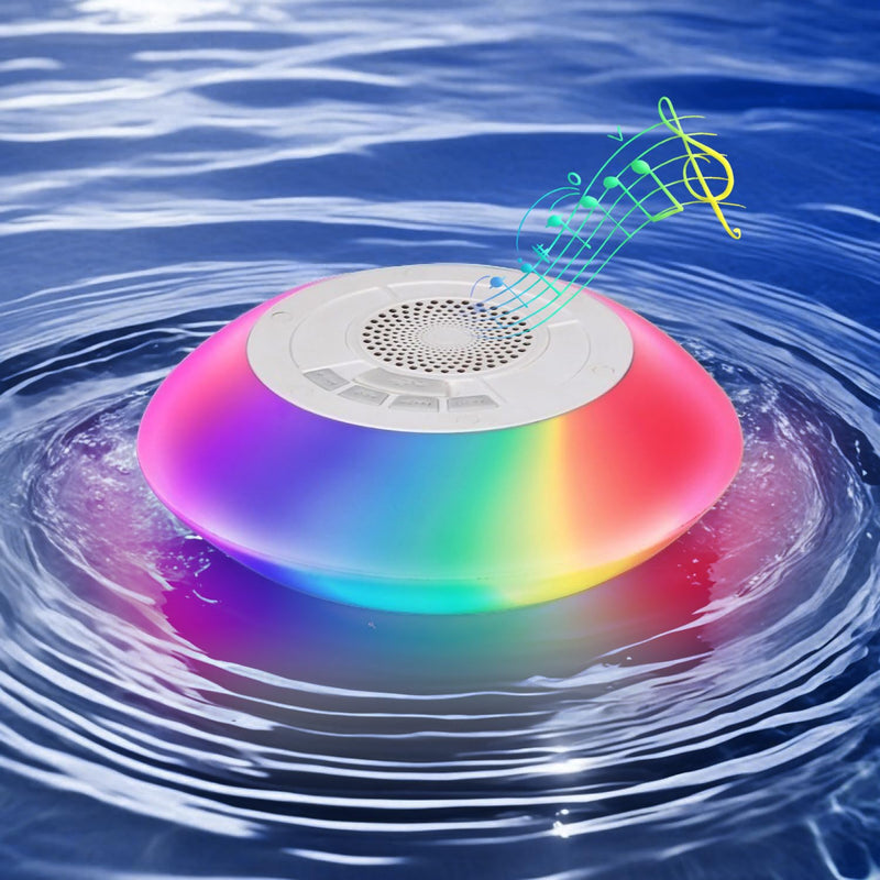 Vessena Bluetooth Speakers with Colorful Lights - Portable Pool Speaker IPX7 Waterproof Floating with 8 Modes - Built-in Mic HD Stereo Sound Hands-Free Wireless Hot Tub Speaker for Shower Outdoor