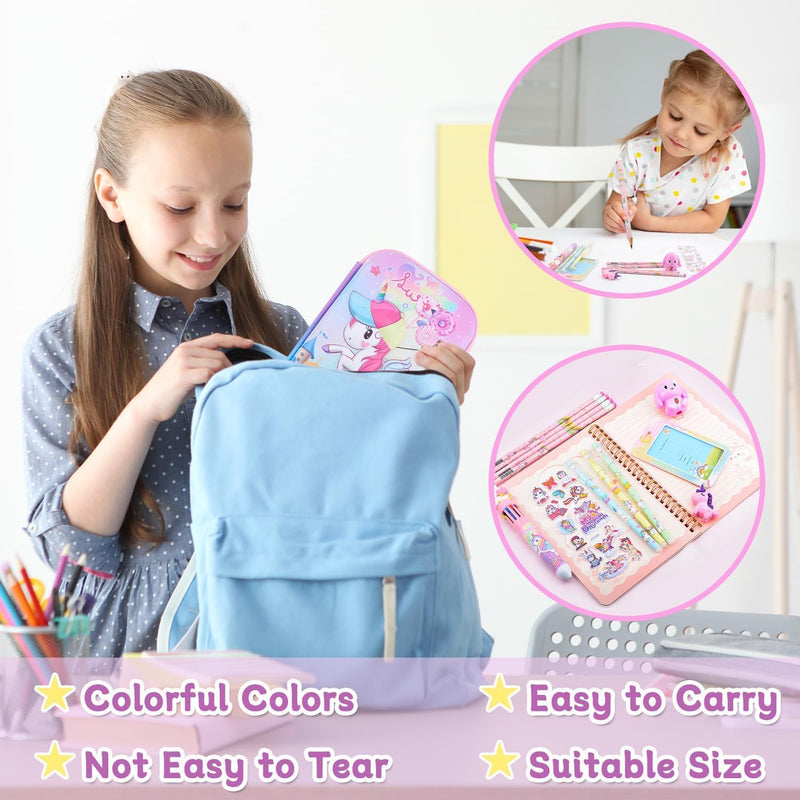 Unicorn Pencil Case,Cute Stationary Set for Girls,3D EVA School Large Capacity Pencil Pen Pouch for Kids,Stationery Set School Supplies,Back to School Gifts for Kids,Pink