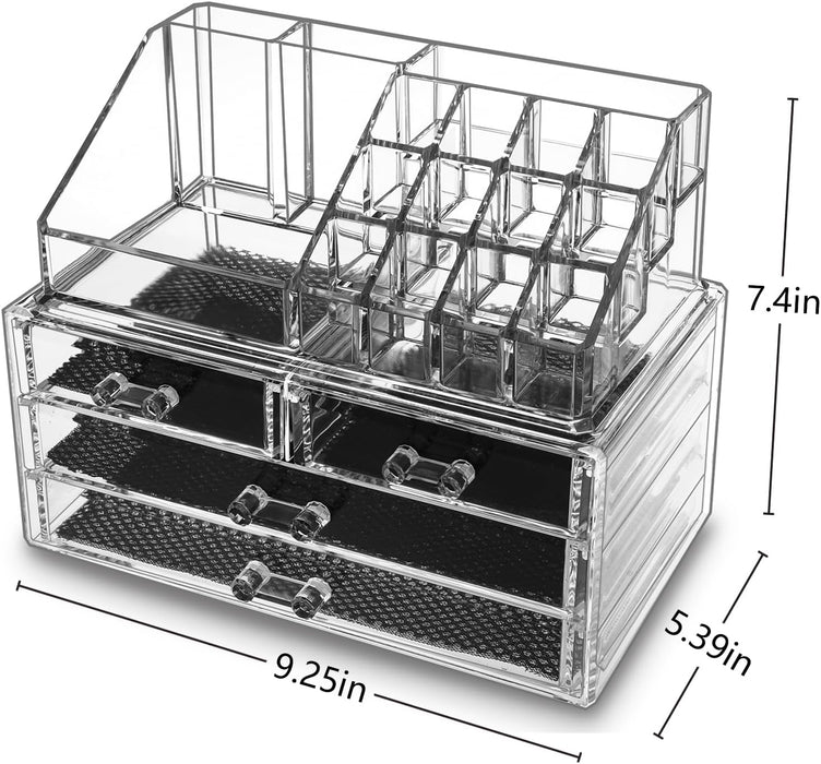 MOSIKER Acrylic Makeup Organizers and Storage with 4 Drawers,Clear Stackable Cosmetic Jewelry Accessories Holder