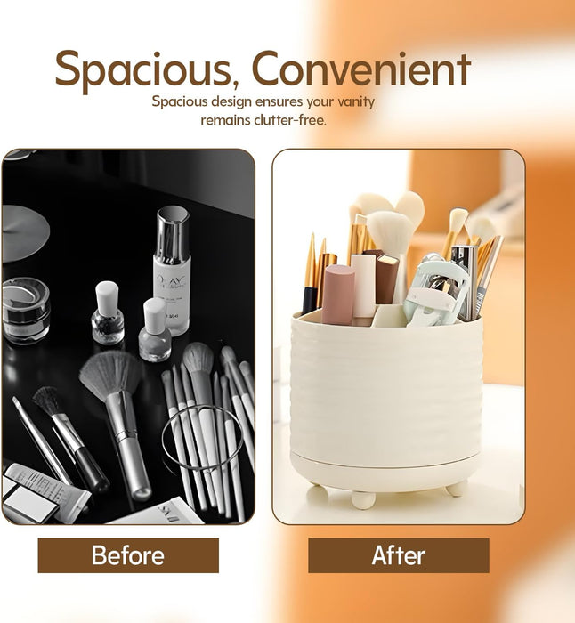 TruGlo Rotating Makeup Brush Holder Organizer - Modern and Multi-Functional Storage for Brushes, Lipsticks & Tools, Cosmetics Storage, Makeup Tools, Durable, Stylish & Spacious Beauty Accessory