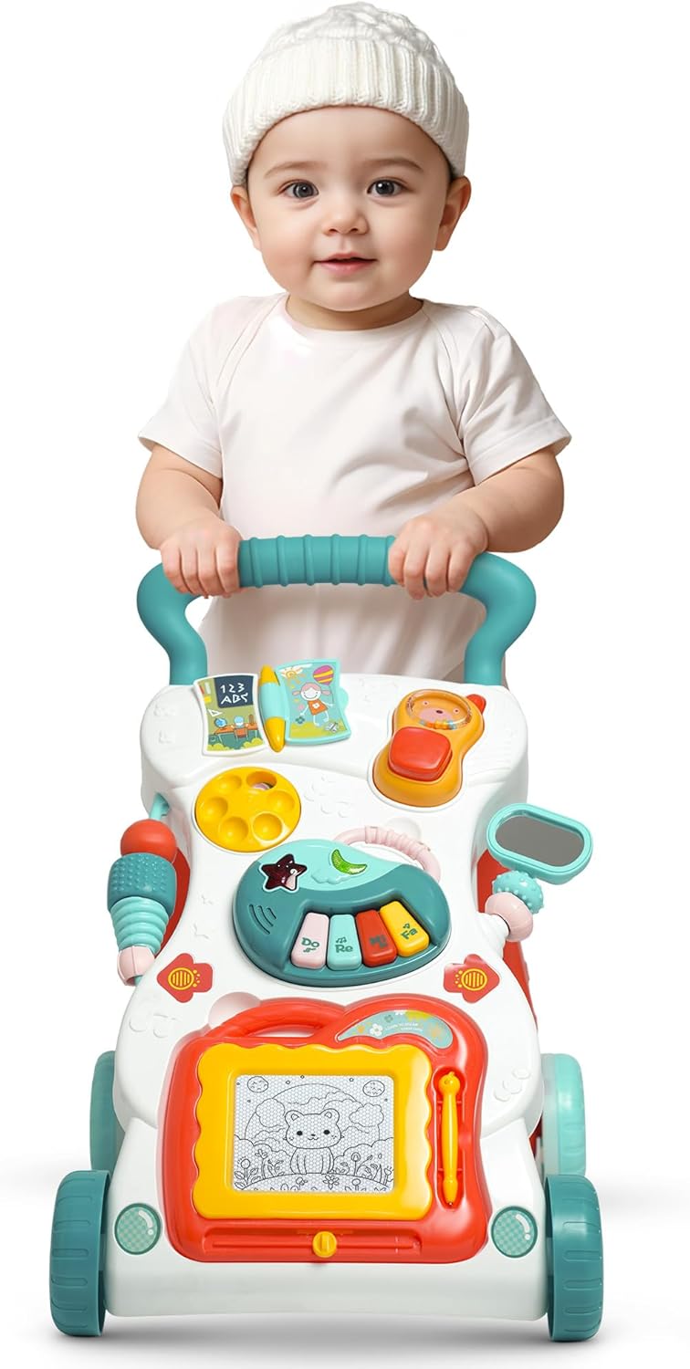 Baybee Baby Crawlio Walker for Kids, Baby Activity Walker with Music, Rotating Lock Wheel,Gears & Grip Handle for Toddlers for 0 to 2 Years Boy Girls (White)