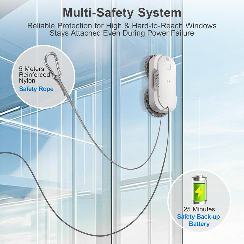 HUTT DDC56 Window Cleaning Robot Double Beam with Ultrasonic Spray Function, Electric Window Cleaner Remote Control with Dual Water Tank, Window Edge Detection