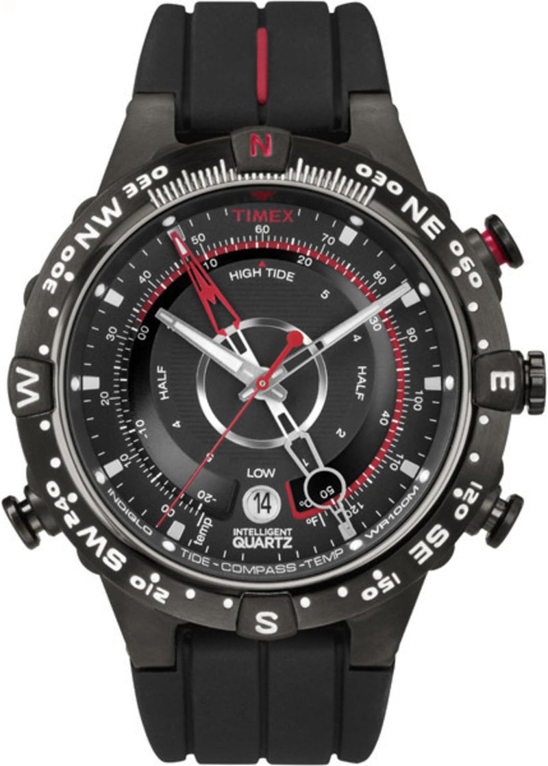 Intelligent Quartz Tide Temp Compass Watch - Black/Red