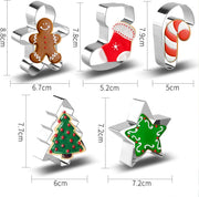 5PCS Christmas Stainless Steel Cookie Cutters Set for Baking, DIY Gingerbread Man, Tree, Candy Cane Shapes, Premium Baking Moulds for Christmas Decorations and Holiday Party Supplies