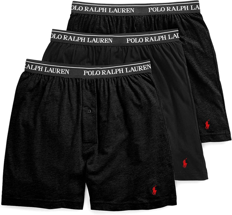 Men's Classic Fit Knit Boxers 3 Pack - Black/Red Pony Player