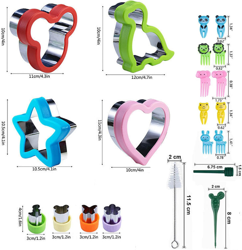 21PCS Sandwich Cutter maker Set Fruit Cutters Toast bread cutting mold Pancake Maker DIY Cookie Cutters for Kids Bento Lunch Box Heart Star Mousehead Dinosaur Shaped DIY Food Mold for Boys Girls