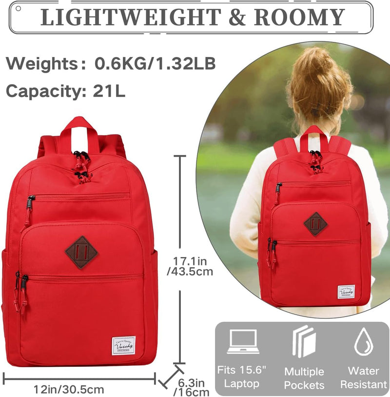 VASCHY School Backpack for Women, Unisex Large Bookbag Schoolbag Casual Daypack for High School/College/Teens/Travel/Work