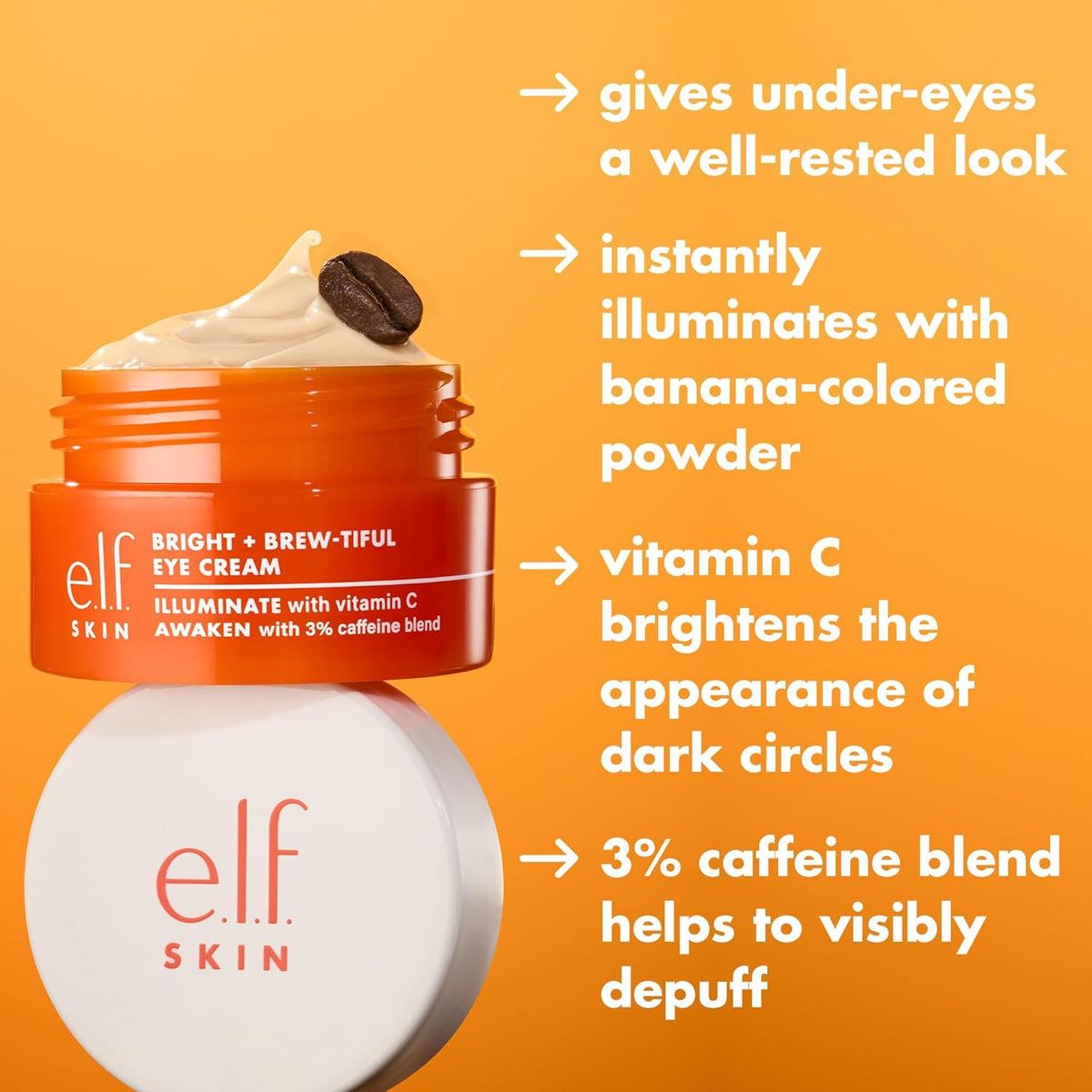 e.l.f. SKIN Bright + Brew-tiful Eye Cream Mini, Brightens the Appearance of Dark Circles and Reduces Puffiness, Vegan and Cruelty Free – image 2