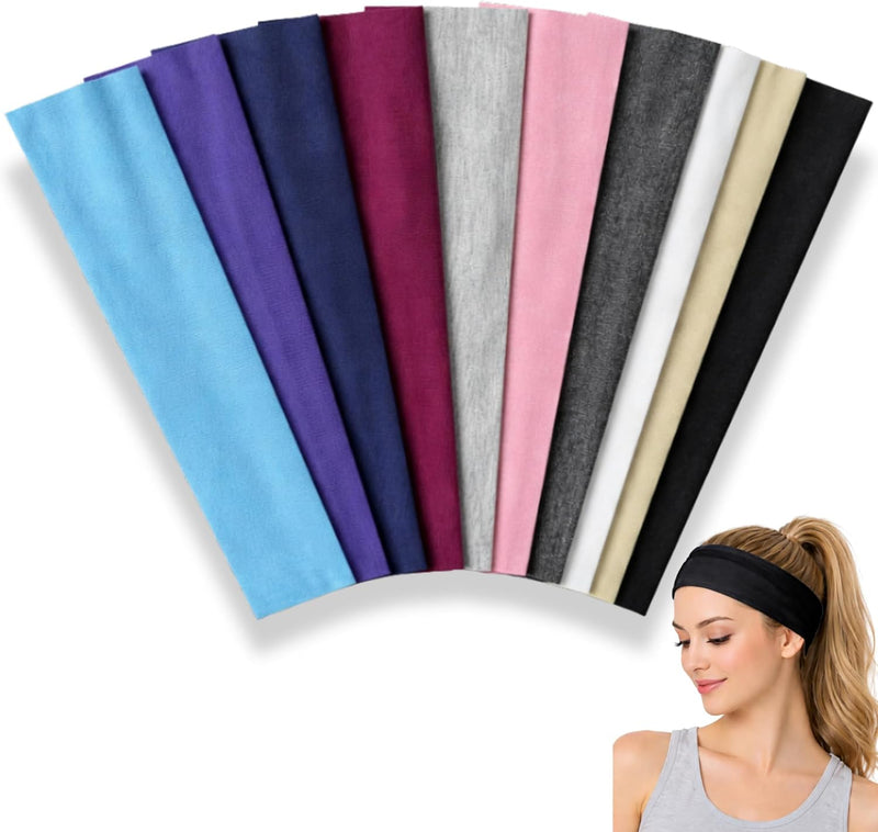 Styla Hair 10 Pack Stretch Headbands Non-Slip Head Wraps Great for Sports, Yoga, Pilates, Running, Gym, Workouts, Baseball, Casual Wear, Gifts & More - multi
