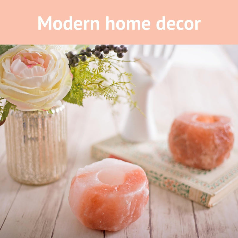 Crystal Allies 2 Natural Himalayan Salt Candle Holders Tealight