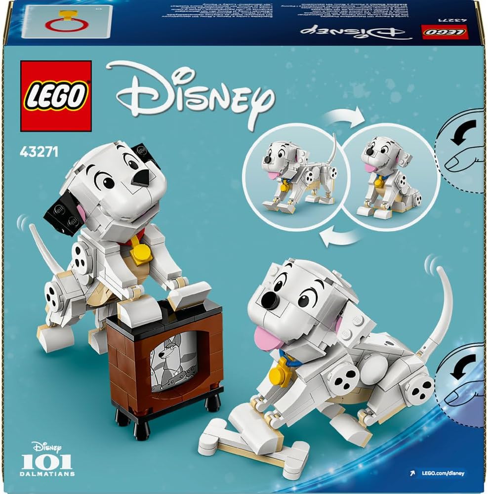 Disney Lucky & Penny 101 Dalmatians Puppies 43271 Play & Display Animal Figures, Movable Heads, Legs & Tails, Building Toy, Gift for 6+ Year Old Girls & Boys, 268 Pieces