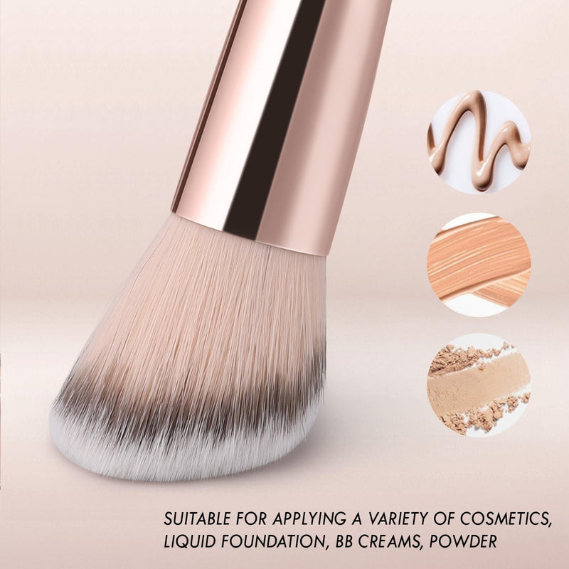 KINGMAS, Foundation Brush Double Ended Angled Round Contour Brush Powder Liquid Cream Concealer Blush Brush (Brown)