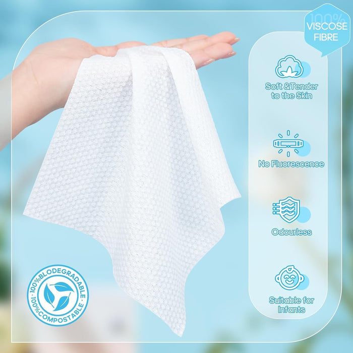 NALACAL Face Towels, Disposable Face Cleaning Towel for Sensitive Skin Lint-Free Daily Clean Towels for Face, Biodegradable Face Towels for Skin Care, Make-up Wipes and Facial Cleansing (4 Packs）