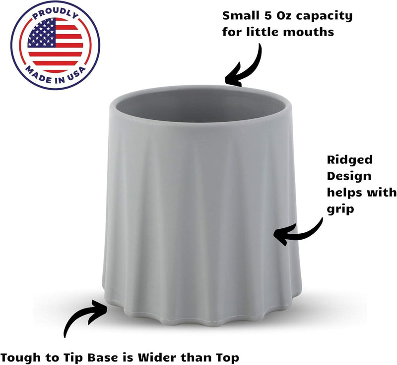 EZTOTZ Tough To Tip BPA Free Plastic Baby Cups USA Made - Open Top Cups For Kids - Tip Resistant Kid’s Tumbler Cup For Independent Toddler Learning - 12+ Months - Safe & Non-Toxic