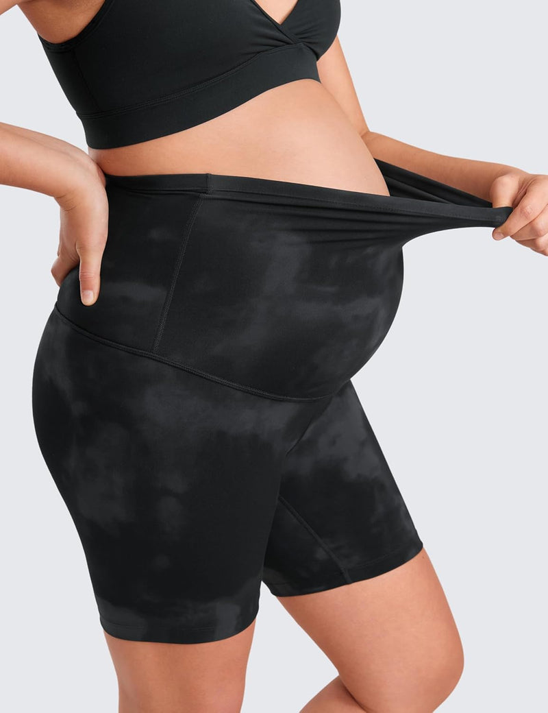 CRZ YOGA Womens Butterluxe Maternity Yoga Biker Shorts Over The Belly 4" / 6" - Pregnancy Workout Running Athletic