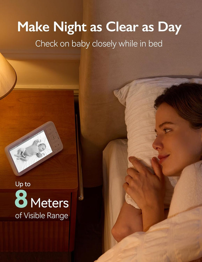 Momcozy - Video Baby Monitor, 5.5" 1080P Full HD Baby Monitor with WiFi Free Camera, Infrared Night Vision, 5800mAh 120H Battery, ECO, VOX, 2-Way Audio,