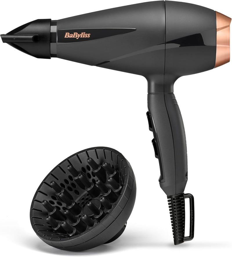 BaByliss Paris Hair Dryer, Salon-grade Motor With 2100w & Ionic Frizz-control, 6mm Ultra-slim Concentrator Nozzle With Lockable Cold Shot, Italian-made For Lasting Performance, 6709DSDE (Black) - Global Version