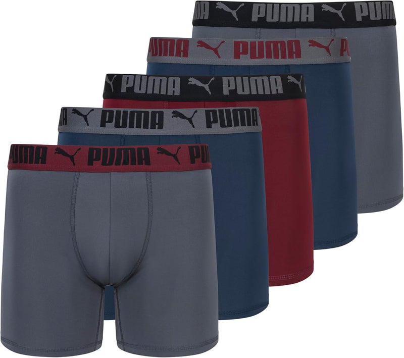 mens 5 Pack Performance Boxer Briefs Boxer Briefs - Ruby/Navy/Grey