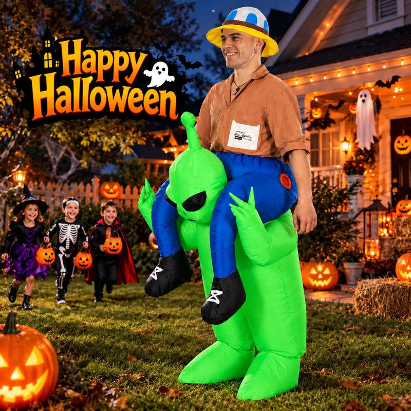 Halloween Inflatable Ride On Costume Adult Green Alien Suit