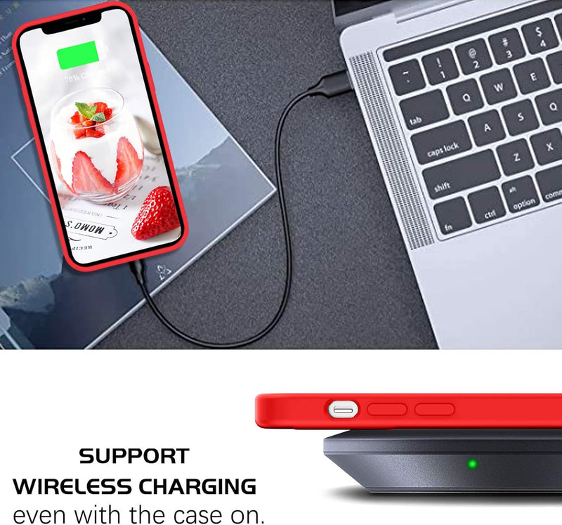 DOMAVER Case Compatible with iPhone 12 / iPhone 12 Pro Slim Smooth Liquid Silicone Soft Gel Rubber Microfiber Lining Cushion Protective Cover for iPhone 12/iPhone 12 Pro 5G 6.1 Inch (2020), Red - Red