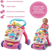 Vtech First Steps Baby Walker Pink With Blue Handle