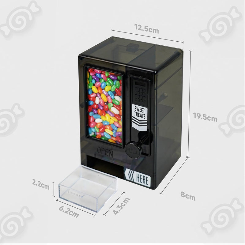 Cute Manual Candy Dispenser for Desktop, Mini Vending Machine for Mini Candies, Birthday Christmas Gift for Girls Friends (Black)