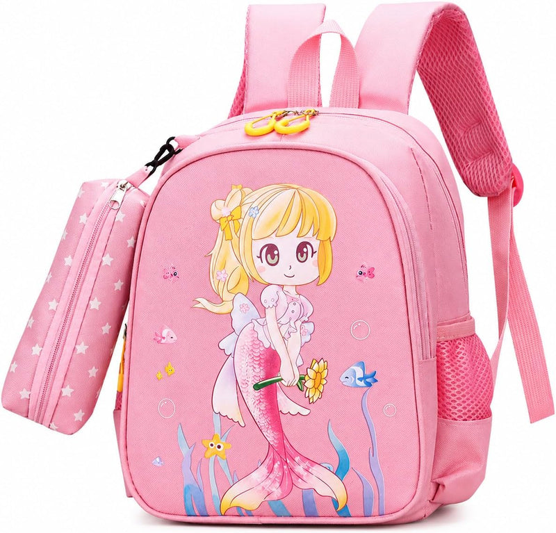 Age 1-3 Toddler Backpack Boy Girl Kids Baby Anti-lost Bag Cute Animal Children Kindergarten Angel Schoolbag - Light Pink—Mermaid