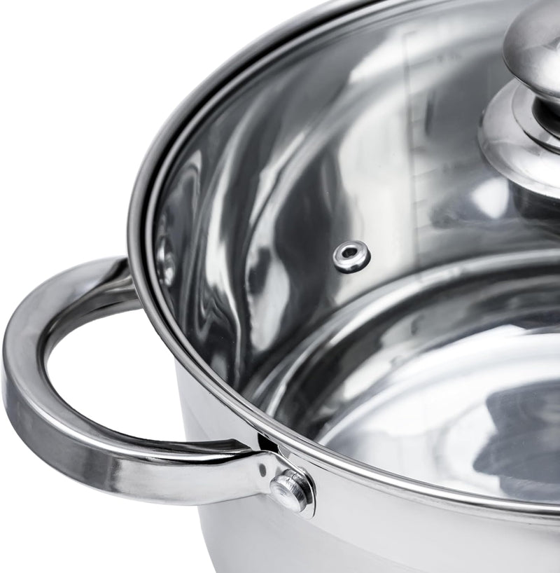Cuisine Art Wilson Stainless Steel Cookware Set, 12-Piece, Casseroles, Saucepan, Fry Pan, Ergonomic Handles, All Cooktop Compatible, Dishwasher Safe, Durable, Stylish Kitchen Essentials